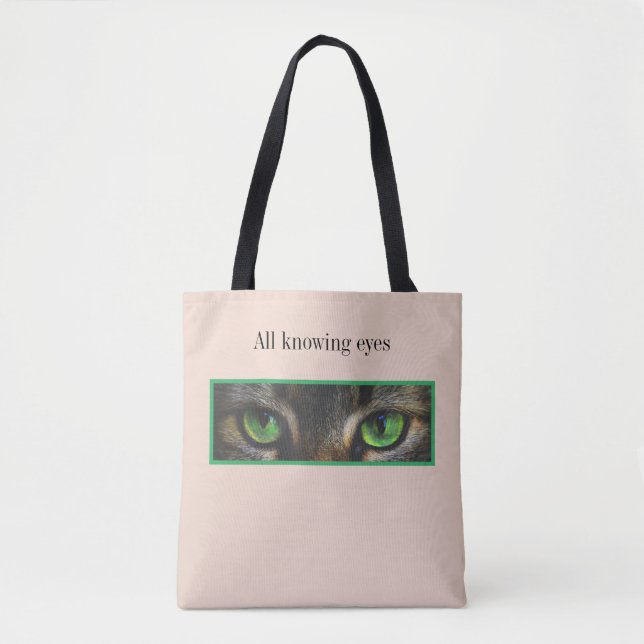 Bolso De Tela Los ojos de gatitos en beige (Anverso)