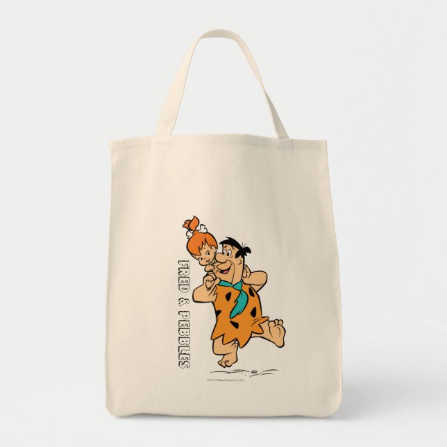 Bolso De Tela Los Picapiedra | Fred y Pebbles Flintstone (Frente)