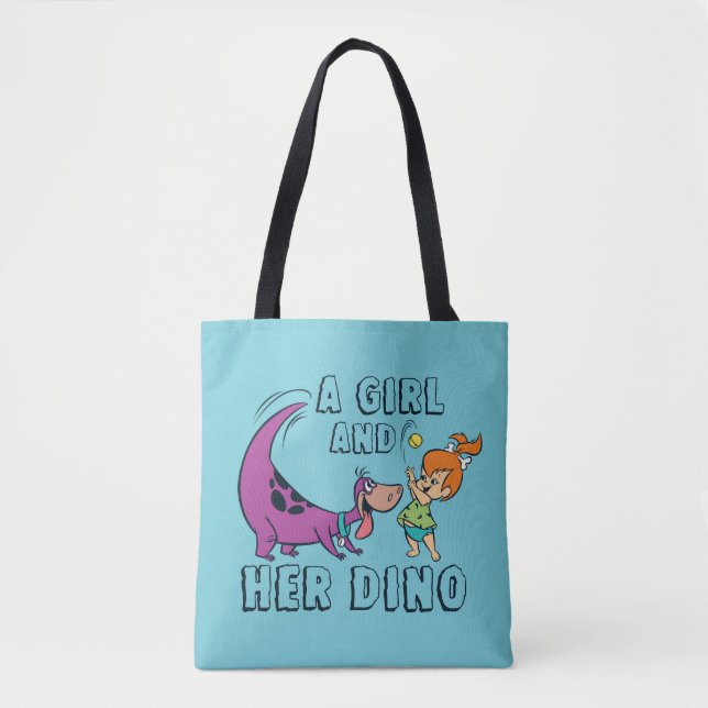 Bolso De Tela Los Picapiedra | Pelota de canicas y dino (Anverso)