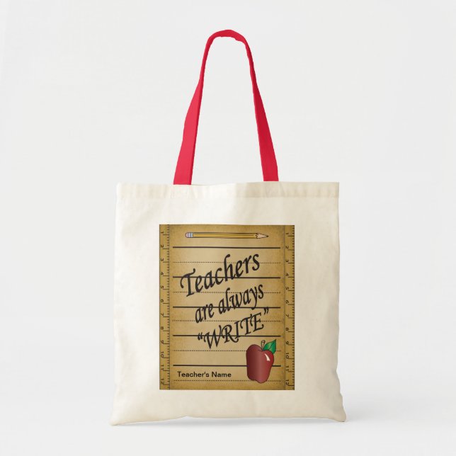 Bolso De Tela Los profesores siempre escriben | Nombre DIY (Frente)