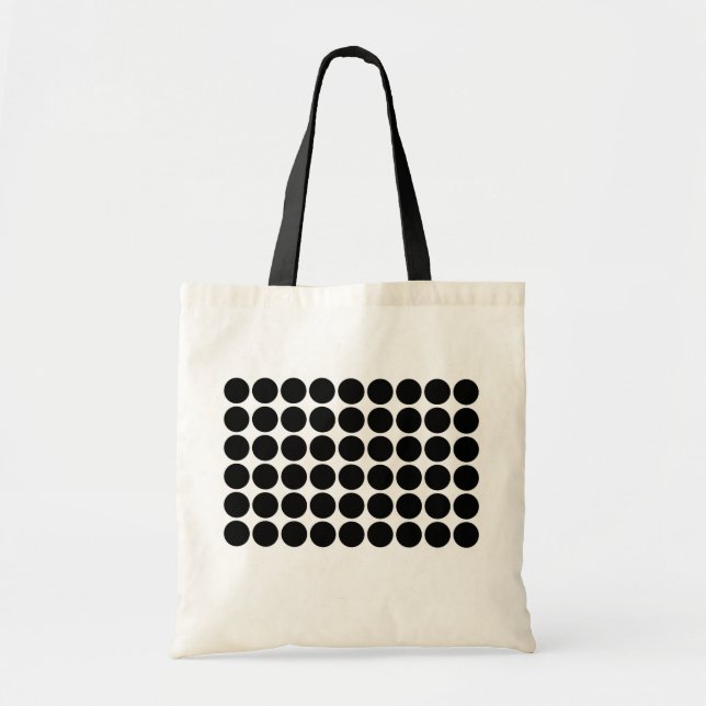 Bolso De Tela Los puntos de la polka negra en blanco (Frente)