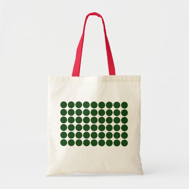 Bolso De Tela Los puntos verdes del polka en blanco (Frente)