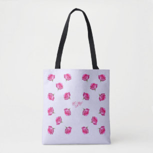 Bolso De Tela Los rosas rosados cones monograma todo encima -