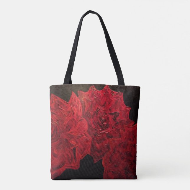 Bolso De Tela Los rosas son Tote Rojo (Reverso)
