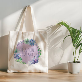 Bolso De Tela Los suculentos siguen creciendo Aqua Green y Purpl