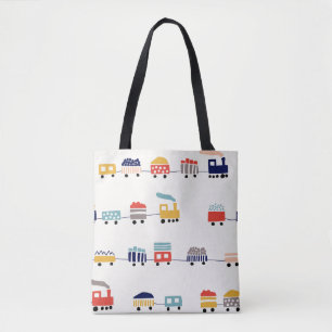 Bolso De Tela Los trenes son pequeños y coloridos, sin fisuras.