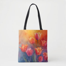 Bolso De Tela Los tulipanes acuarelas de la naturaleza