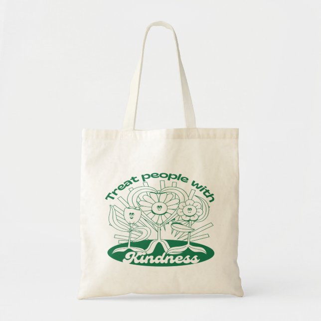 Bolso De Tela Los Verdes Tratan A Las Personas Con Flores De Ama (Frente)