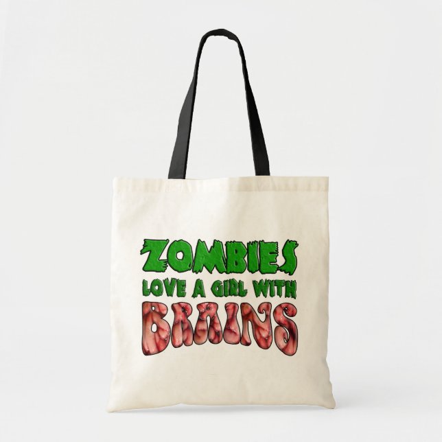 Bolso De Tela Los zombis aman a un chica con los cerebros (Frente)