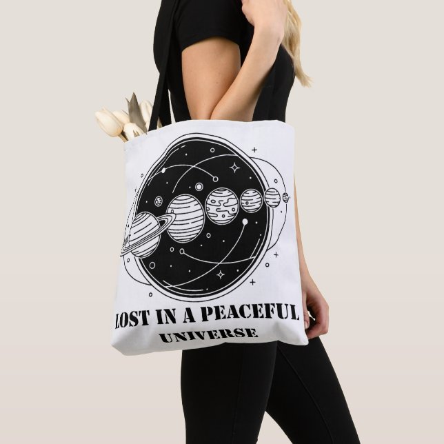 Bolso De Tela Lost In A Peaceful Universe Solar System Planets  (Detalle)