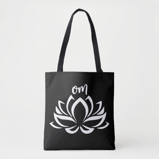 Bolso De Tela Lotus Om White (Anverso)