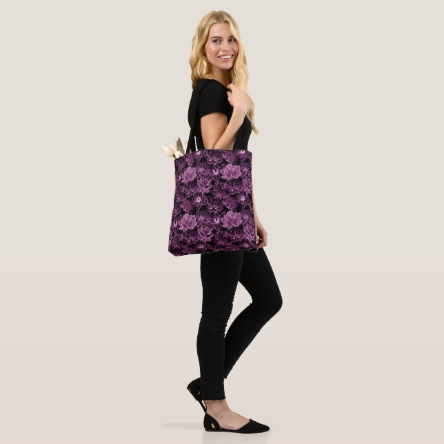 Bolso De Tela Lótus rojo-violeta con estampado (Puesto)