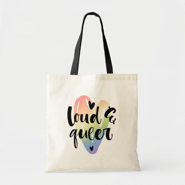 Bolso De Tela Loud & Queer | Corazón acuarela (Frente)