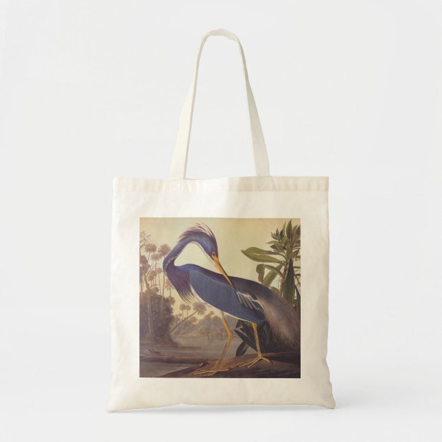 Bolso De Tela Louisiana Heron o la garza tricolada de Audubon (Frente)