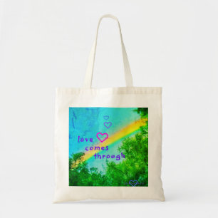 BOLSO DE TELA LOVE<3 TOTE DEL ARCO IRIS VERDE