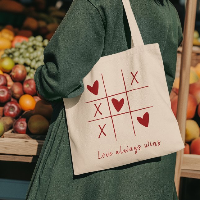 Bolso De Tela Love Always wins Quote l Red Heart Playful  (Subido por el creador)