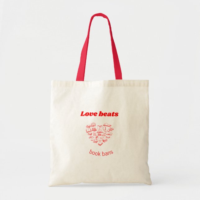 Bolso De Tela Love beats book bans (Frente)