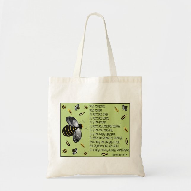 Bolso De Tela Love Bible Verse (Frente)