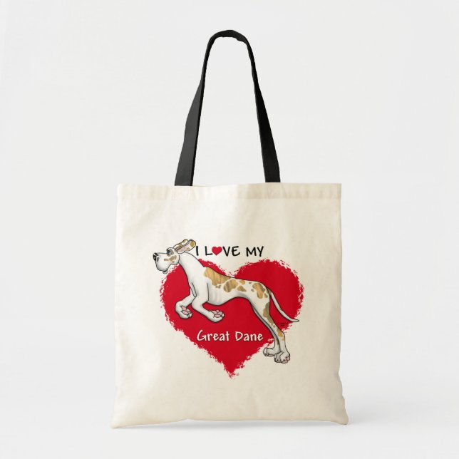Bolso De Tela Love Brindlequin Great Dane UC (Frente)