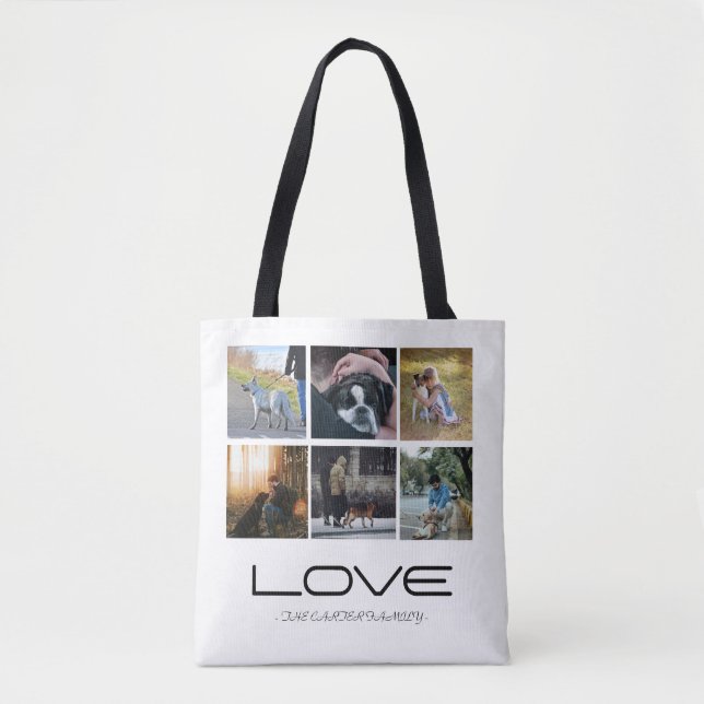 Bolso De Tela Love Dog Family Portrait Collage Design (Anverso)