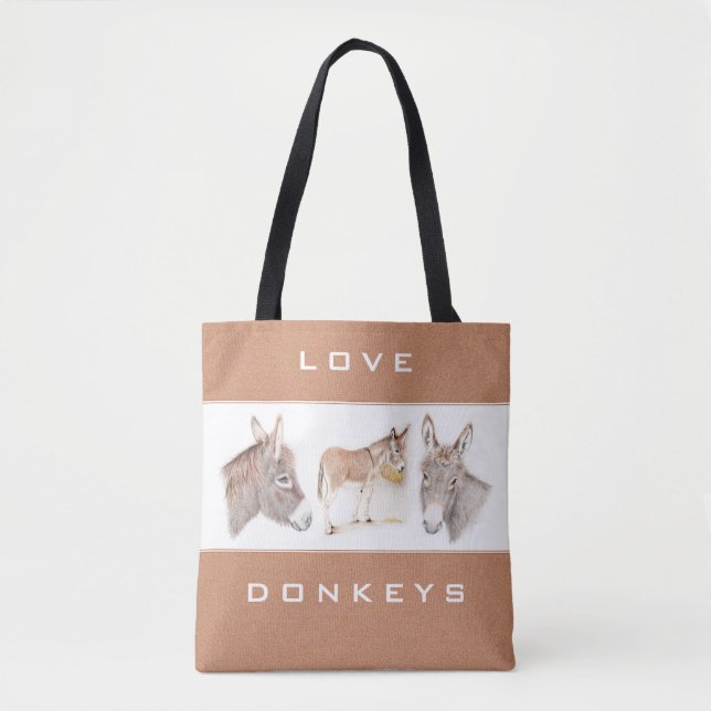 Bolso De Tela Love Donkeys Brown Tote Bag (Anverso)