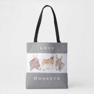 Bolso De Tela Love Donkeys Gray Tote Bag