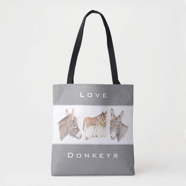 Bolso De Tela Love Donkeys Gray Tote Bag (Anverso)