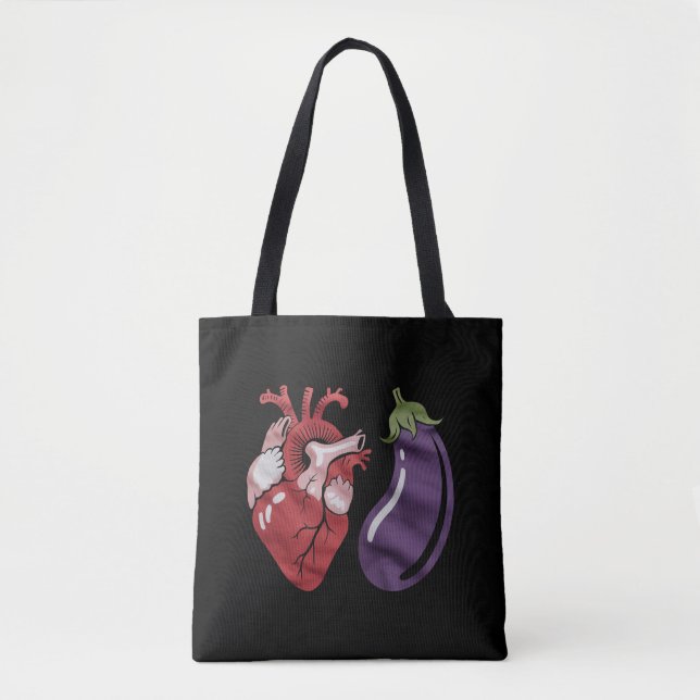 Bolso De Tela Love Eggplant Funny Gay Pride Humor LGBTQ Chiste (Anverso)