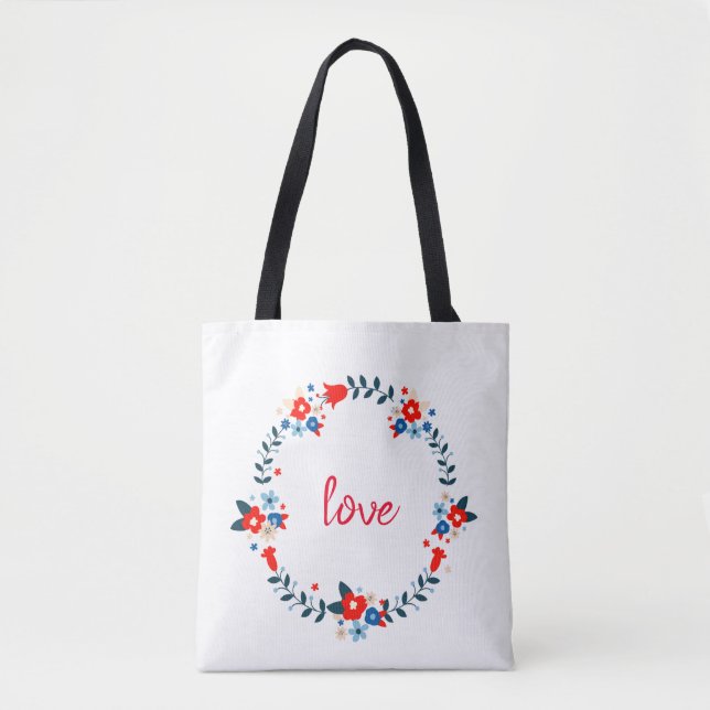 Bolso De Tela Love Floral Wreath (Anverso)