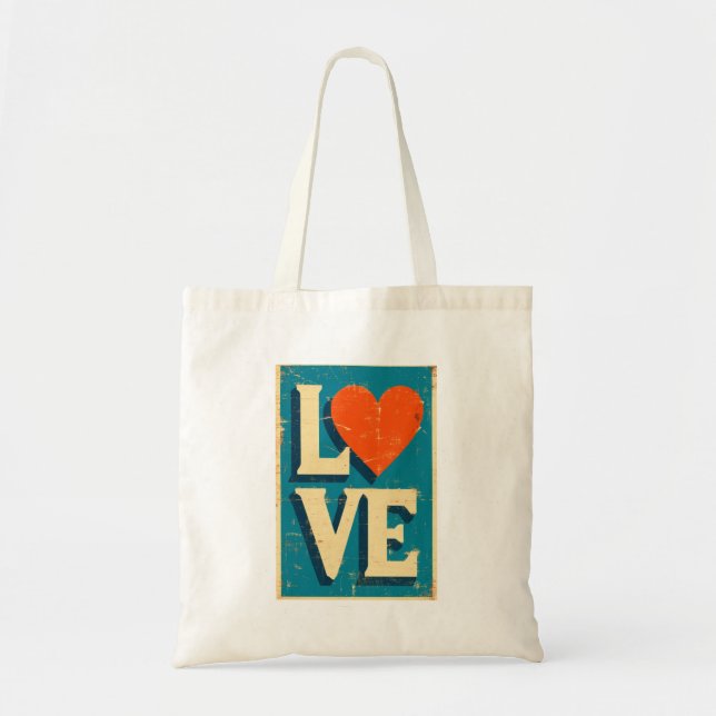 Bolso De Tela LOVE gráficos inspirados en los años 1960 (Frente)