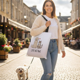 Bolso De Tela Love Has Paws | Cute Minimalist Dog and Cat Illust