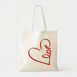 Bolso De Tela Love Heart Word Art Red Valentine