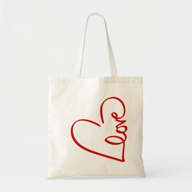 Bolso De Tela Love Heart Word Art Red Valentine (Frente)