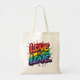 Bolso De Tela Love Is Love - Rainbow Pride Quote Art