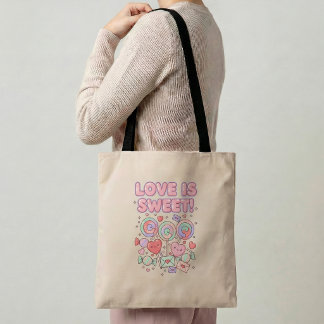 Bolso De Tela Love is Sweet Tote Bag Romantic Gift Sweet Valenti