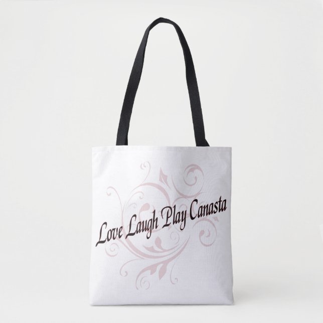 Bolso De Tela Love Laugh Play Canasta (Anverso)