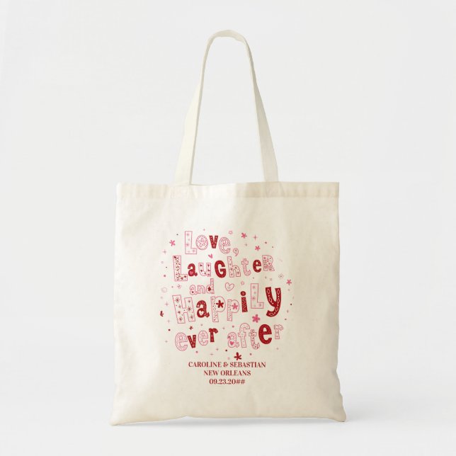 Bolso De Tela Love Laughter Boda Personalizado (Frente)