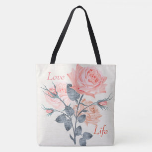 Bolso De Tela Love Life Cream Floral FashionTote