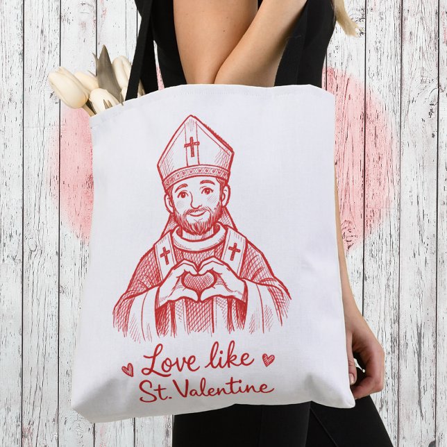 Bolso De Tela Love Like St Valentine Catholic Saint Illustration (Subido por el creador)