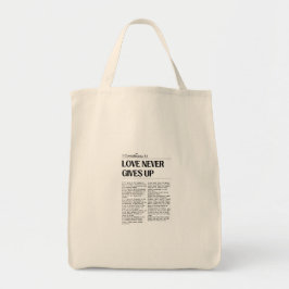 Bolso De Tela Love Never Gives Up Grocery Bag