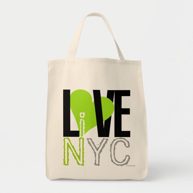 Bolso De Tela Love NYC Live In NYC Bag Green (Frente)