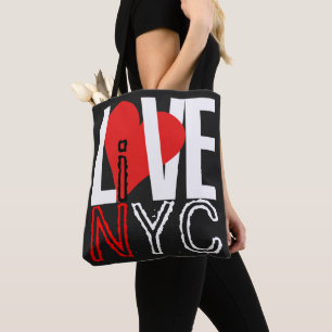 Bolso De Tela Love NYC Live In NYC Red Black White Bag En Nueva