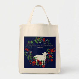Bolso De Tela Love One Another | Lamb & Floral Tote Bag