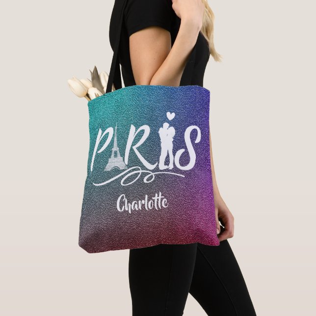 Bolso De Tela Love Paris Eiffel Tower Super Guay Personalizado (Detalle)