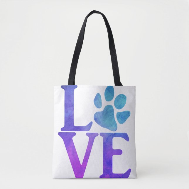 Bolso De Tela Love Paw Classic Blue and Purple (Anverso)