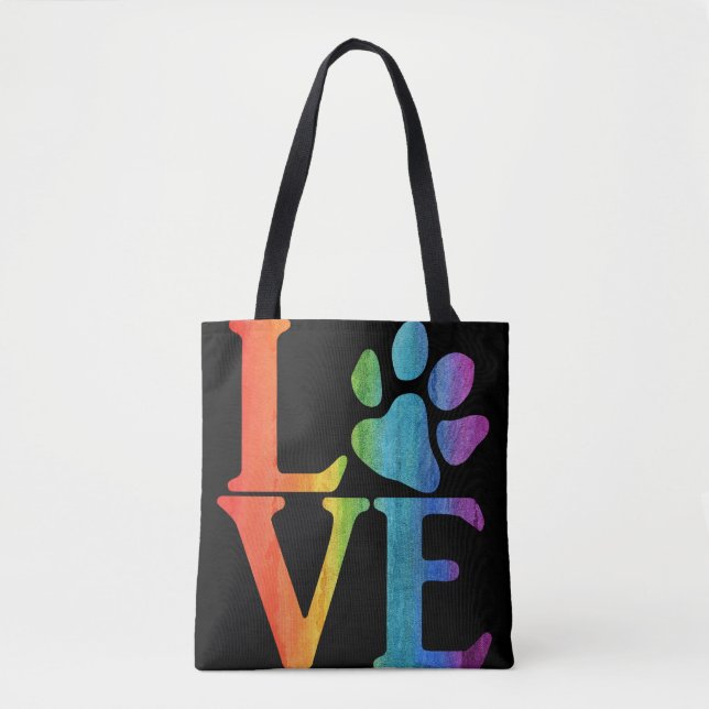 Bolso De Tela Love Paw Classic Rainbow (Anverso)