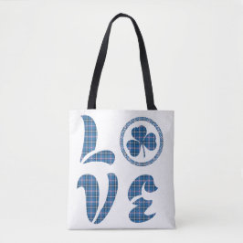 Bolso De Tela Love Shamrock Plaid Blue Black Classic Pattern