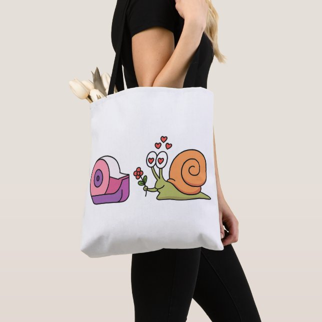 Bolso De Tela Love Snail & Tape – Cute Funny Sticker (Detalle)