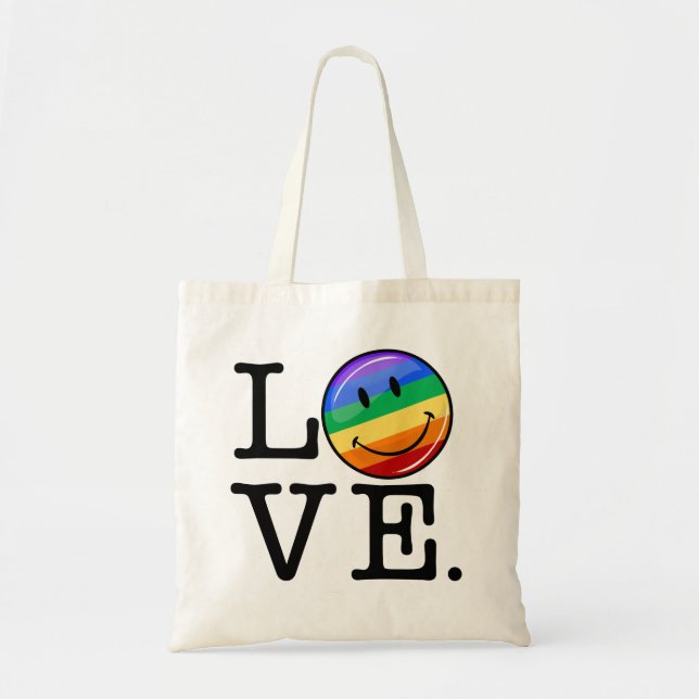 Bolso De Tela Love With A Happy Rainbow Flag Gay LGBT (Frente)