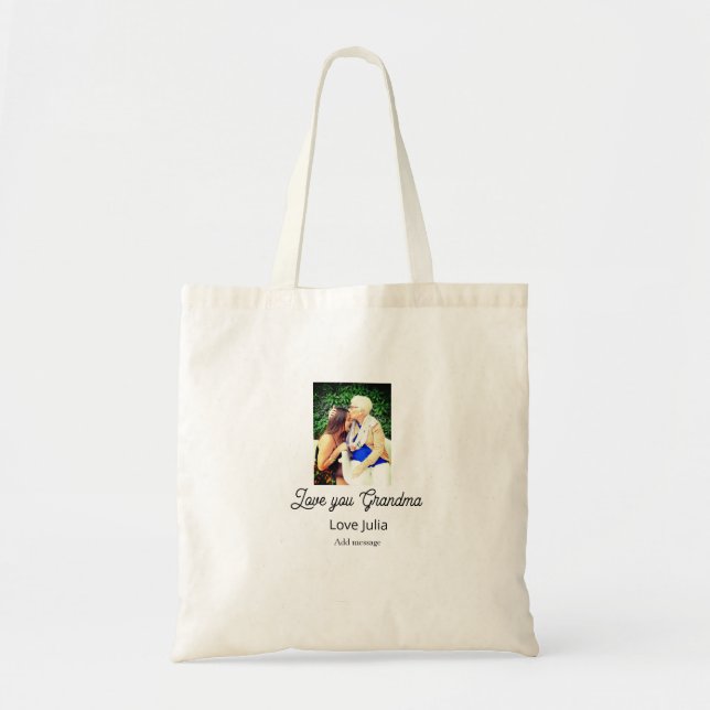 Bolso De Tela Love you Grandma photo name love message grandkids (Frente)